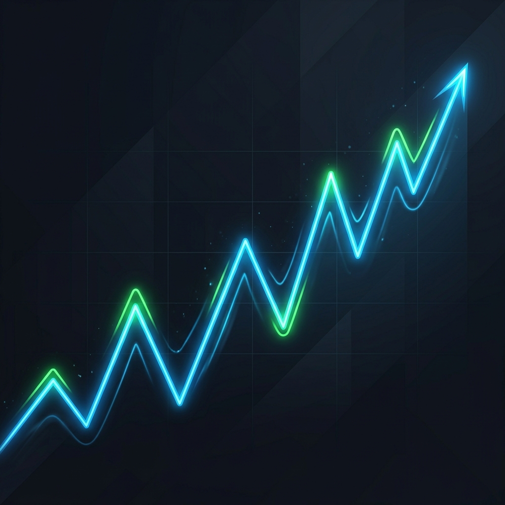 Illustration representing a Bitcoin price chart showing a recent upward move