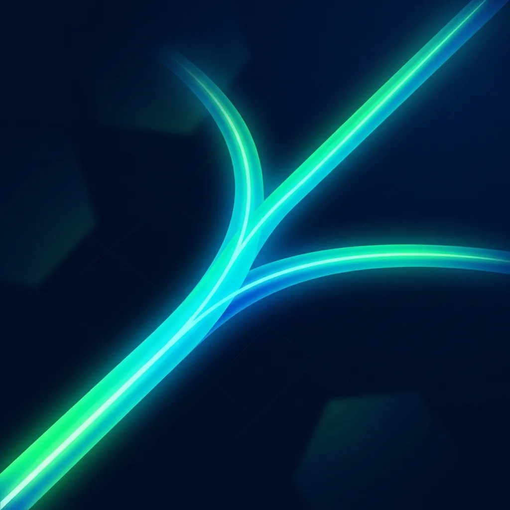 Abstract illustration representing a blockchain splitting into two separate paths